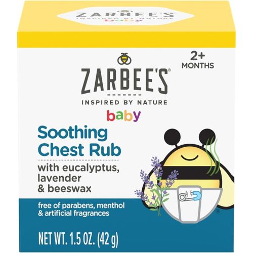 Zarbee's Baby Soothing Chest Rub with Eucalyptus & Lavender, Petroleum-Free Safe and Effective Formula, 1.5 Ounce
