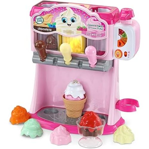 LeapFrog Count and Swirl Ice Cream Maker Playset for Kids Ages 2 Years and up, Pink