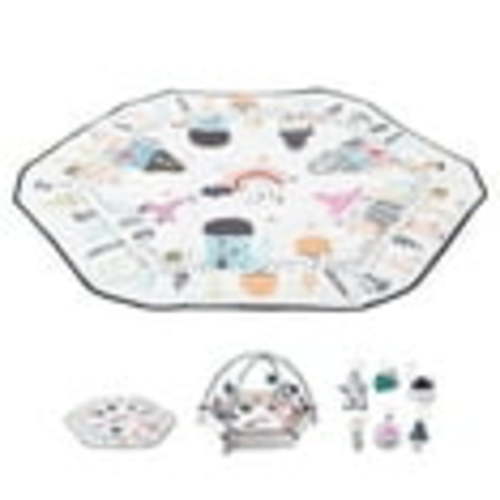 KFFKFF Infant Play Mat, Belly Time Mat with 6 Removable Sensory Playthings, 41.7" x 41.7" Generously Sized Infant Interactive Mat with Folding Edges & Gentle Material