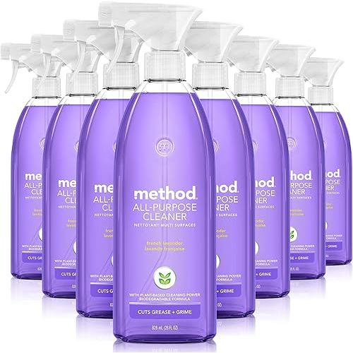 Method All-Purpose Cleaner Spray, French Lavender, Plant-Based and Biodegradable Formula Perfect for Most Counters, Tiles and More, 28 Fl Oz, (Pack of 8)