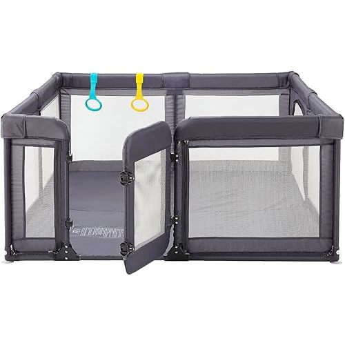 Baby Playpen,Large Playpen for Babies and Toddlers,Baby Play Pen Play Yard with Door, Sturdy Baby Fence with Safety Gate,Baby Play Yard with Soft Breathable Mesh,79”x71”Baby Gate Playpen(Grey)