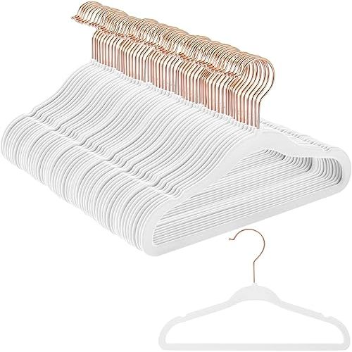 Amyhill 100 Pack Baby Kids Velvet Hangers Bulk Non Slip Clothes Hangers Durable Newborn Velvet Space Saving Infant Nursery Newborn Toddler(Baby,White)