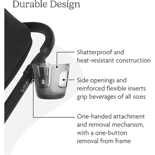 UPPAbaby Cup Holder for Vista, Cruz, Minu Strollers - Quick, Intuitive Attachment + Removal - Securely Holds Various Size Beverages - BPA Free + Dishwasher Safe - Folds Attached