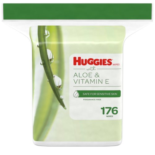 Huggies Wipes with Aloe & Vitamin E, Unscented, 1 Refill, 176 Total Ct