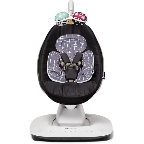 4moms MamaRoo Multi-Motion Baby Swing in Classic Black with Plush Infant Insert, Dark Grey