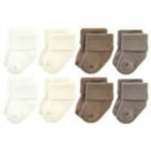 Hudson Baby Cotton Rich Newborn and Terry Socks, Solid Beige Brown, 0-6 Months