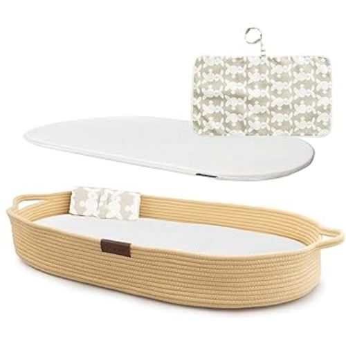 Baby Changing Basket, Portable Diaper Changing Pad, Moses Basket for Newborns, Changing Table Topper for Baby Nursery, Waterproof Travel Pad Cover