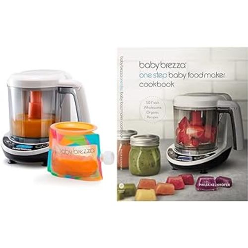 Baby Brezza One Step Baby Food Maker Deluxe – Auto shut Off & Organic Baby Food Cookbook - Easy Food Maker Puree and Whole Food Recipes for Your Baby or Toddler