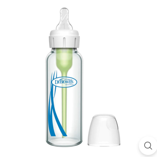 Dr. Brown's Natural Flow Anti-Colic Options+ Narrow Glass Baby Bottle, with Level 1 Slow Flow Nipple