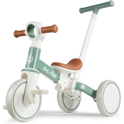 LOL-FUN 5 in 1 Toddler Tricycles for 1-3 Year Olds Boys Girls Toy, Baby Balance Bike 1 Year Old Kids Gift with Parent Steering Push Handle