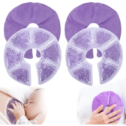 Breast Therapy Pads, Hot Cold Breastfeeding Gel Pads, Breastfeeding Essentials and Postpartum Recovery, Nursing Breast Pads Pain Relief for Mastitis, Engorgement, Microwavable