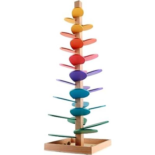 Wooden Colorful Music Tree Games, Rainbow Musical Tree Kit, Educational Toy Blocks Bright Color Toys Track Rolling Tree Party Accessories for Party Birthday