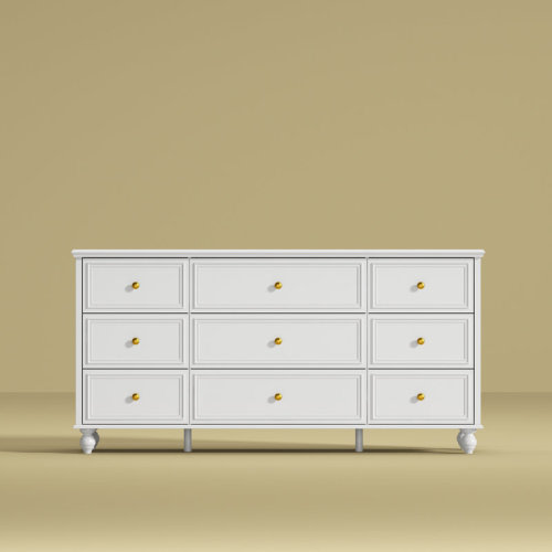 Canora Grey Classic Elegance 9-Drawer Dresser With Brass Knob Handles - Timeless & Reviews | Wayfair