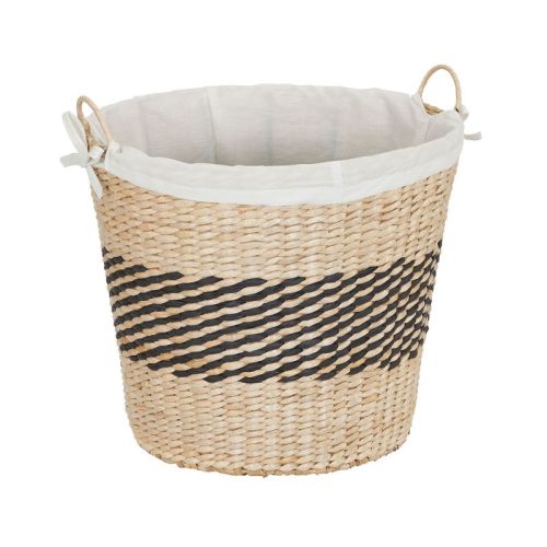 Woven Basket, Decorative Basket with Handles and Cotton Liner, Use for Storage, Organization, Laundry and More