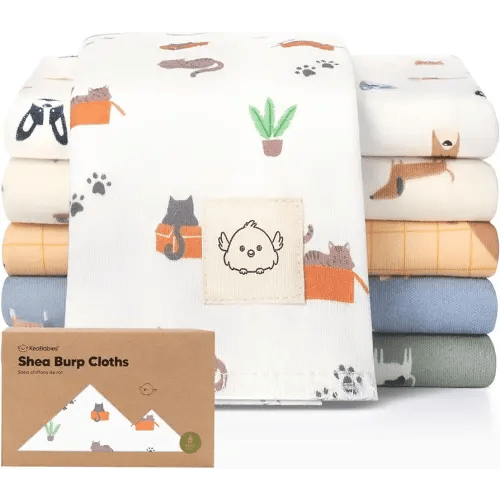 Organic Burp Cloths Baby Boy, Girl - 6-Pack Large Cotton Burping Cloths for Babies, Spit Up Rags, Super Absorbent, Ultra Soft Newborn Rag, Gender Neutral, Machine Washable, Durable(Pets & Paws)