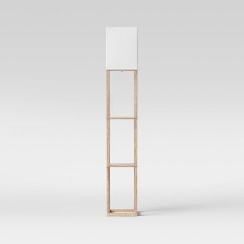 62.5" Alabaster Shelf Floor Lamp Light Brown - Threshold™: ETL Listed, Linen Shade, MDF Body