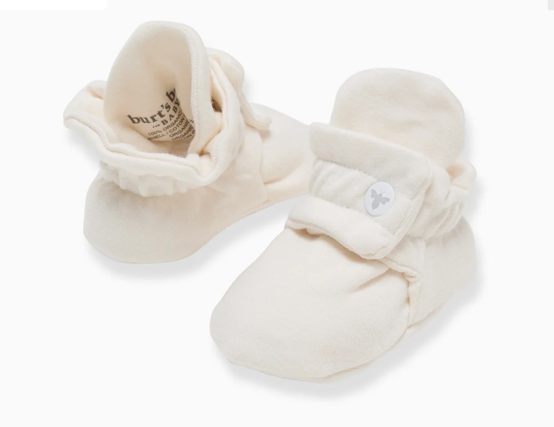 Solid Organic Cotton Baby Booties - Eggshell
