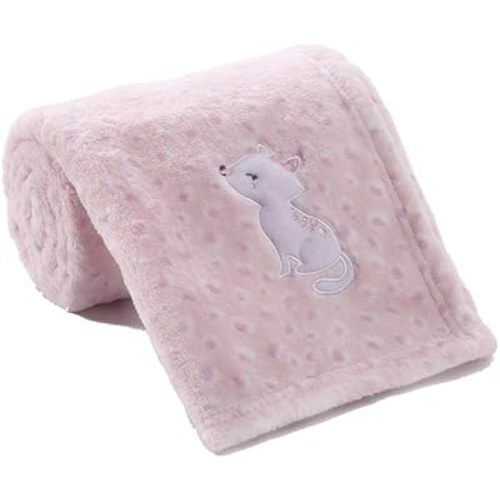 CREVENT 30''X40'' Cute Plush Cozy and Warm Fleece Baby Blanket for Girls Infant Toddler Crib Cot Stroller - Pink Cat
