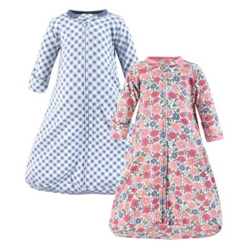 Hudson Baby Infant Girl Cotton Long-Sleeve Wearable Sleeping Bag, Sack, Blanket, Pink Blue Pretty Floral, Size: 3-9 months