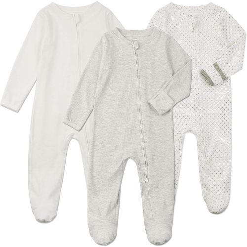 Amazon.com: Aablexema Baby Footie Pajamas with Mittens - 3 Pcs Infant Girls Boys Footed Sleeper Newborn Cotton Sleepwear Outfits: Clothing, Shoes & Jewelry