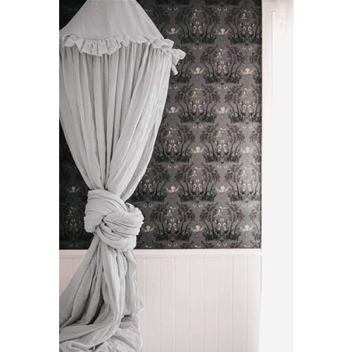 Kids Bed Canopy with Frills Cotton Cover Net for Crib Reading Nook Curtain Hideaway Hanging Round Tent Nursery Bedding Play Room Decor