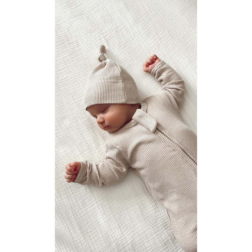 Organic Waffle Knit Footie With Bow Or Hat – Bella Berry Designs