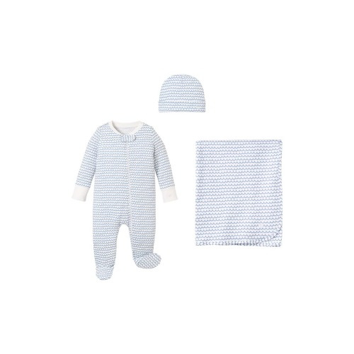 Welcome Home Cotton Footie, Hat & Blanket Set, 0-3 M