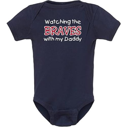 Curiositees Watching the Braves with My Daddy Baby Boy's Bodysuit Outfit - Navy