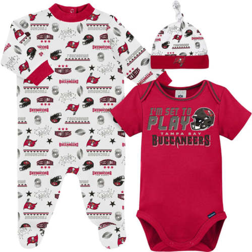6 - 9 mo 3-Piece Baby Boys Buccaneers Bodysuit, Sleep 'N Play & Cap Set