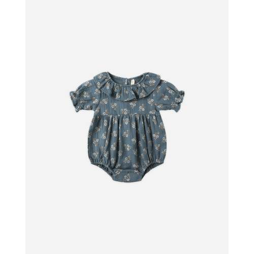 Collared Romper || Blue Floral – Quincy Mae