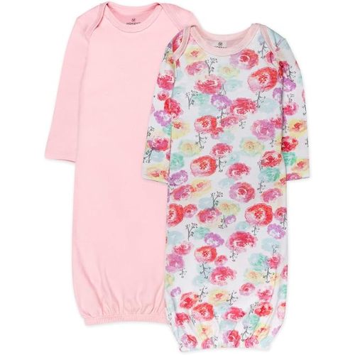 HonestBaby 2-Pack Sleeper Gowns Layette Sets 100% Organic Cotton for Newborn Baby Boys, Girls, Unisex