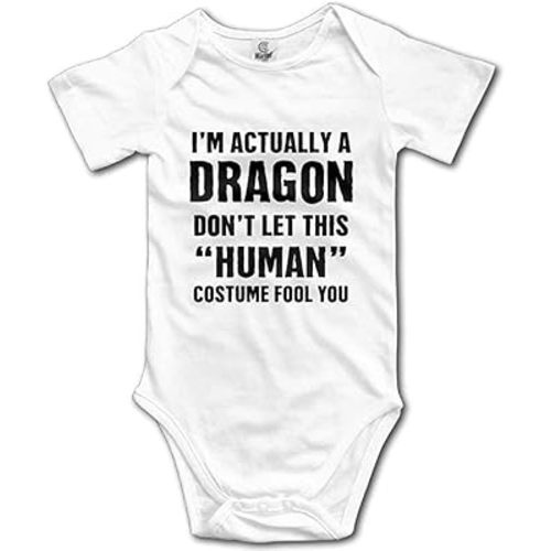 I'm Actually A Dragon Don't Let This Human Boutique Baby Bodysuit Onesie Unisex Short Sleeve White