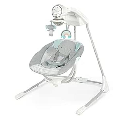 Amazon.com : Ingenuity InLighten 5-Speed Baby Swing - Swivel Infant Seat, 5 Point Safety Harness, Nature Sounds, Lights - Van Elephant : Baby