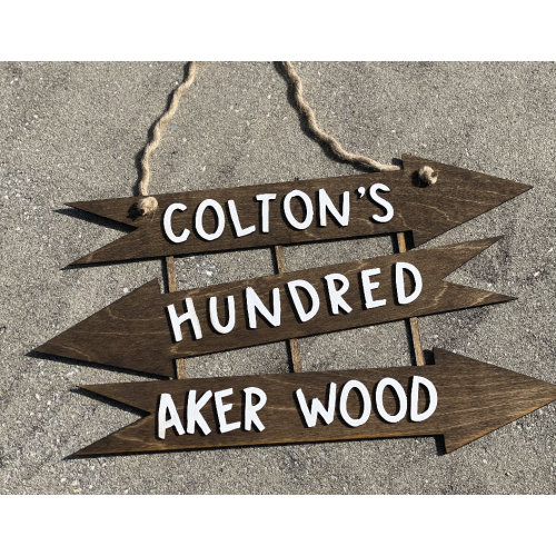 Personalized Wood Nursery Sign | Pooh Inspired | Hundred Aker Wood | Arrow Sign