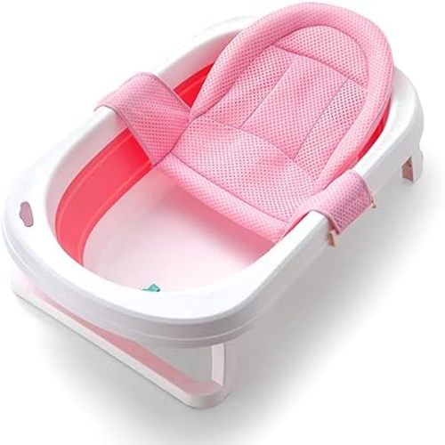 Breathable Mesh Newborn Baby Bath Mat Baby Tub Pillow Adjustable Non-Slip Bath Seat Pad Bath Cushion for Bathtub for 0-18 Months (NO TUB)