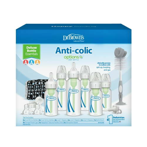 Dr. Brown's Natural Flow Anti-Colic Options+ Deluxe Bottle Essentials Gift Set, BPA Free, 0m+