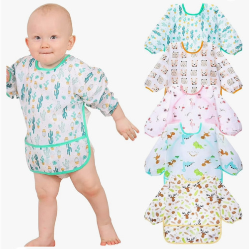 Lictin Baby Bibs for Boys Girls - Long Sleeve Bib, Waterproof Toddler Bibs, 0-24 Months Neutral Baby Smock for Eating