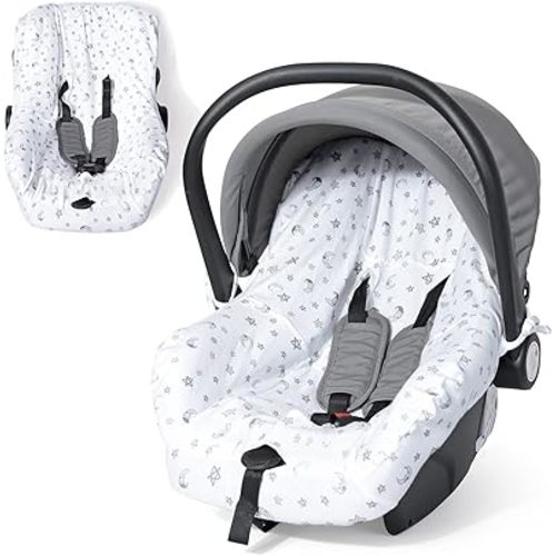 Orzbow Infant Car Seat Cover Liner, 100% Cotton Baby Seat Protector Cover, Universal Fit Carseat Liner for Travel System Car Seats, Breathable & Prevent Dirt, Machine Washable, 0-12 Months, White