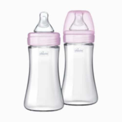 Chicco Duo Hybrid Baby Bottles with Invinci-Glass - Pink, 9 Oz