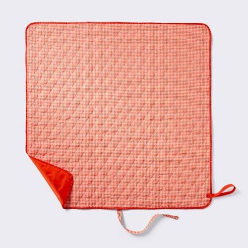 39.5"x39.5" Outdoor Blanket Red Check - Cloud Island™