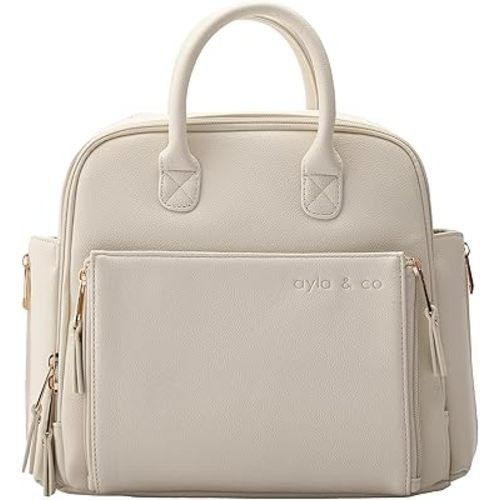 Ayla & Co Mini Convertible Baby Diaper Bag, Tote Bag with Expandable Pockets, Vegan Leather Wallet and Bag Organizer
