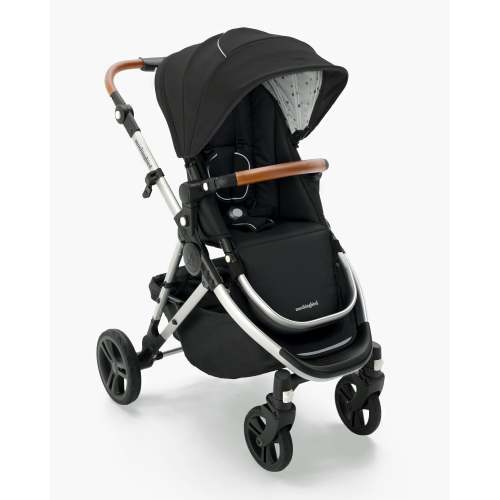 Mockingbird Single Stroller 2.0 | Black, Watercolor Drops, Silver with Penny Leather