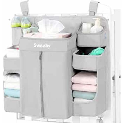 Sweeby Diaper Organizer for Changing Table and Crib Diaper Stacker Nursery Organizers for Cribs Hanging Diaper Caddy Organizer for Baby Essentials