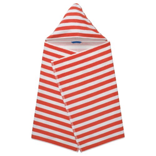 SKOGSSALLAT Towel with hood - red/white/stripe 28x55 "