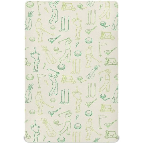 Fitted Crib Sheets for Baby Boys or Girls Soft Breathable Baby Play Yard Sheet for Standard Size Crib Mattress 52x28in Various Golf Images Player Pattern - Medium
