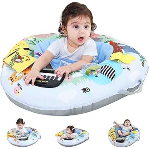 Lovvie & Joy 3-in-1 Baby Seat & Tummy Time & Play Activity Center Ring,Soft Infant Seats for Sitting Up Chair 0-12 Months Babies with Toys for Early Sensory Exploration and Motor Skill Development