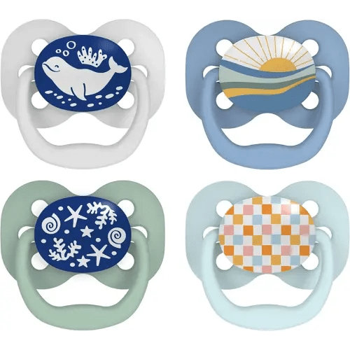 Dr. Brown's Advantage Baby Pacifiers, 0-6 Month, Blue, 2 Count and Dr. Brown's Advantage Baby Pacifiers, Glow-in-The-Dark, 0-6 Month Pacifiers, Blue, 2 Count