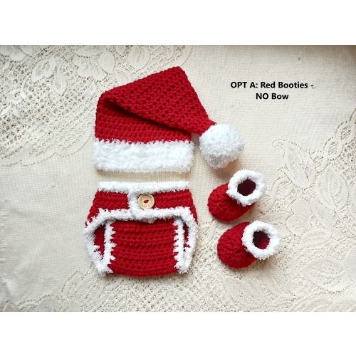 Baby Santa Outfit - Crochet Santa Hat and Diaper Cover - Baby Santa Set - Crochet Santa Outfit- First Christmas Outfit - Newborn Santa Set