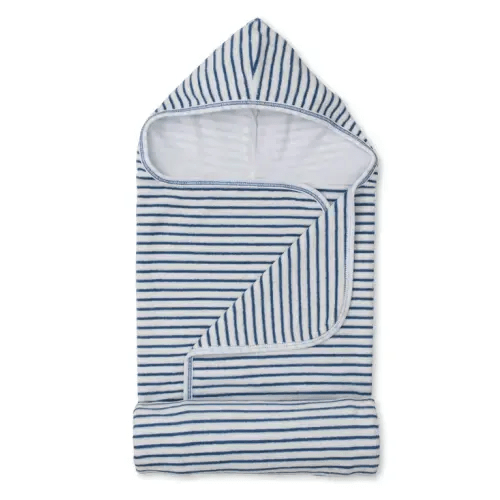 Cabana Terry Stripes Blue Hooded Beach Towel