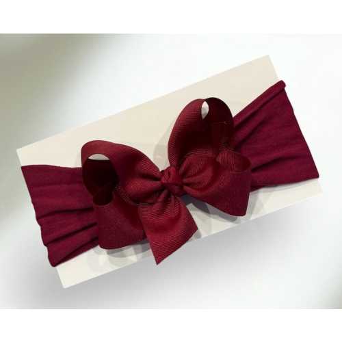 Burgundy Baby Headband, Stretchy Headband with Bow, Wide Headband, Soft Stretch Headband, Baby Girl Bows, Baby Bows, Newborn headband